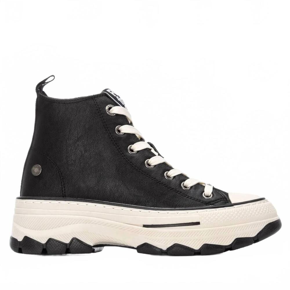 NEW REFRESH women's suede high top sneakers in black